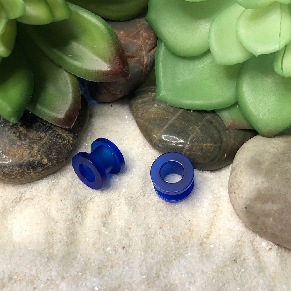 0g Blue Acrylic Externally Threaded Tunnel Gauges